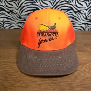 AUCN 0424 Thrifted Mens Adjustable Orange Pheasants Forever Hat GWOSLOO.23